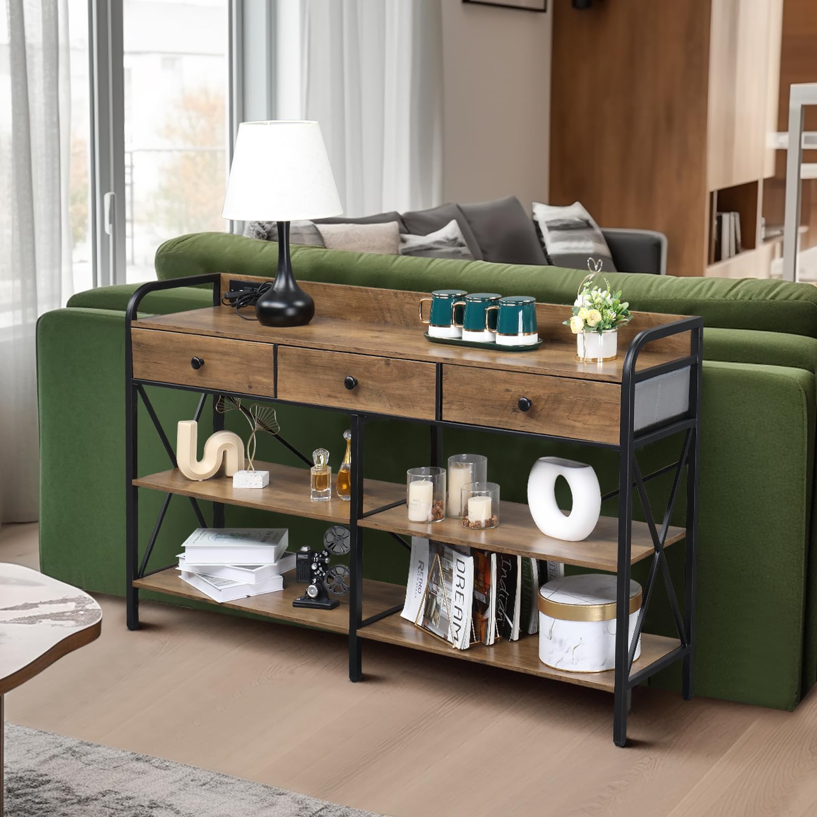 Console Table with USB Ports & Storage Shelves