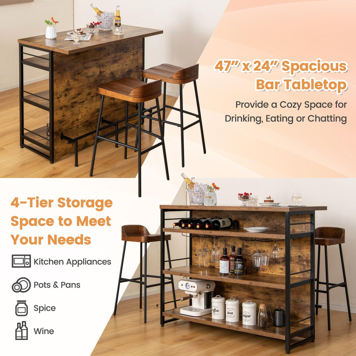 Industrial Home Bar Table