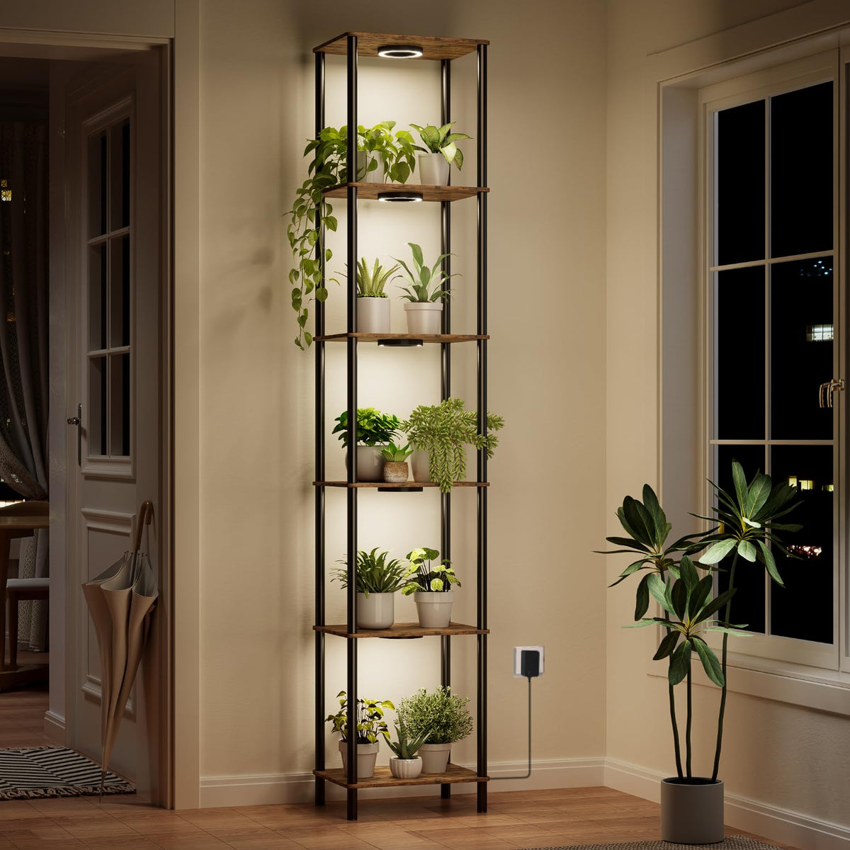 Bstrip Plant Stand Indoor with Grow Light, 81.3in Tall Indoor Plant Shelf