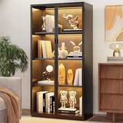 Glass Display Cabinet with LED Lights & Adjustable Shelves