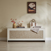 ZenFang 51.2" Storage Chest Extra Large,Storage Bench with 2 Safety Hinges,Wooden Shoe Bench,51.2x15.7x18.3 Inch,Easy Assembly,Storage Bench for Bedroom,Living Room,entryway(White Cream)