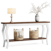 2-Tier Console Table with Metal Legs