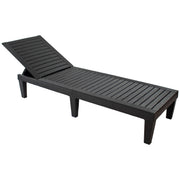Sunnydaze 5-Position Outdoor Adjustable Chaise Lounge Chair - UV- and Weather-Resistant Polypropylene Resin - Wood-Look Design - Black