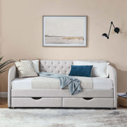 Upholstered Daybed with Trundle & Storage Drawers