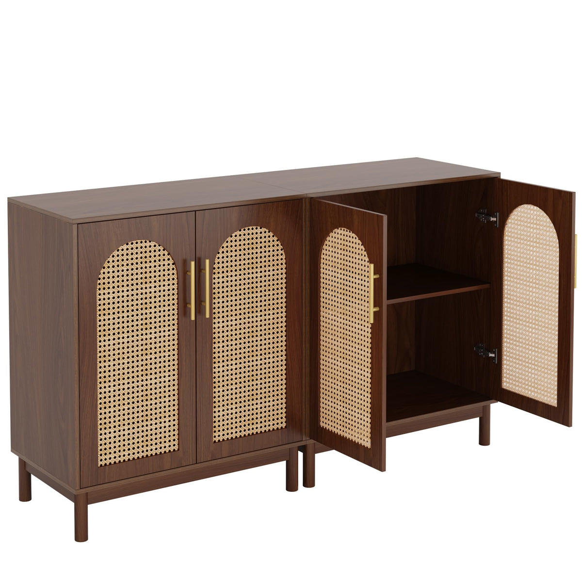 Tribesigns Set of 2 Rattan Sideboard, 59” Buffet Cabinet with Storage
