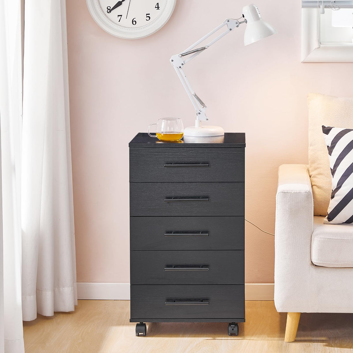 5-Drawer Rolling File Cabinet