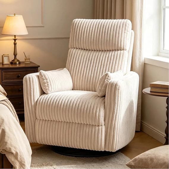 Green Corduroy Power Swivel Recliner