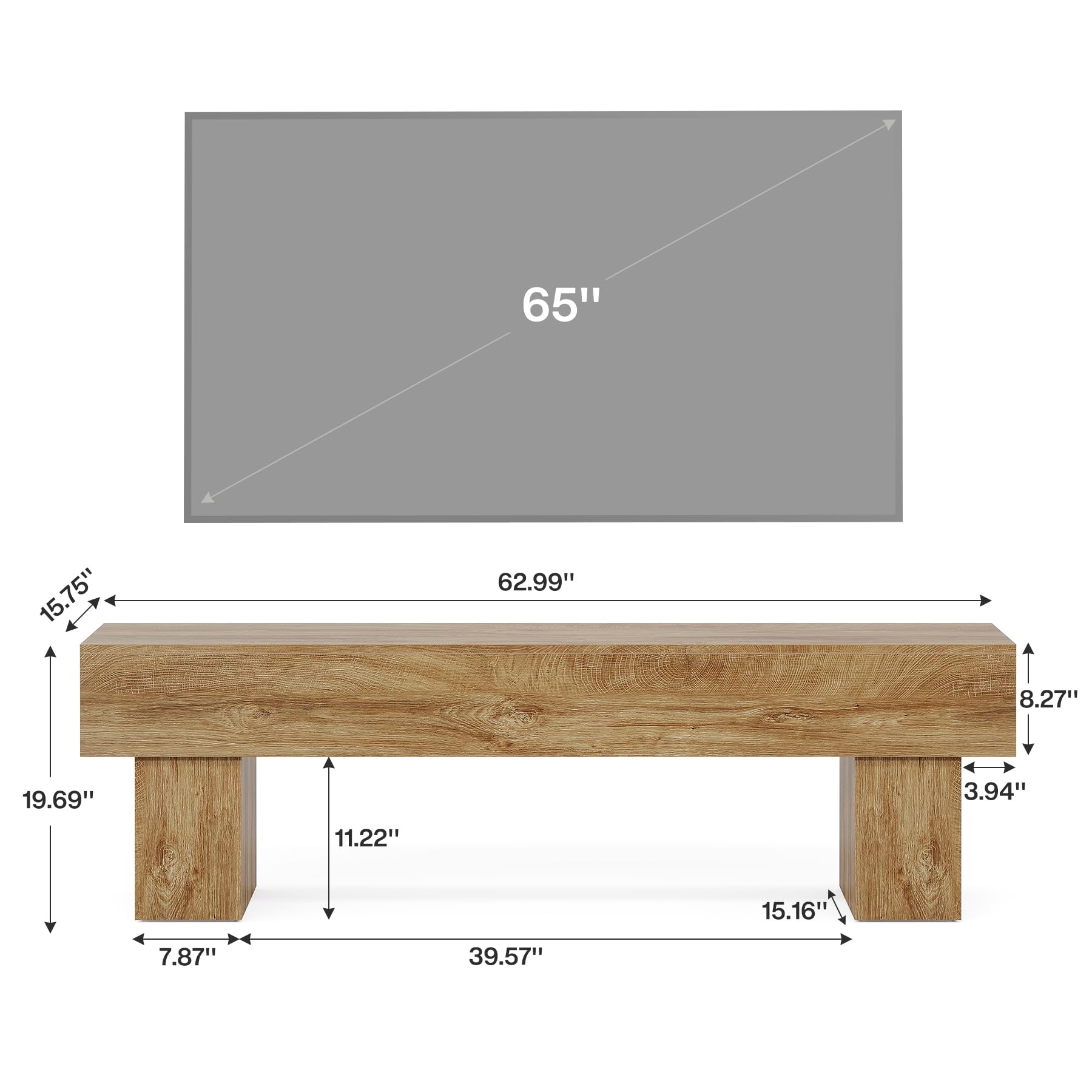 Tribesigns 63" TV Stand, Farmhouse Entertainment Center, Low TV Console Table for Living Room, Long Media Console Television Stands for 55/60/65 Inch TV