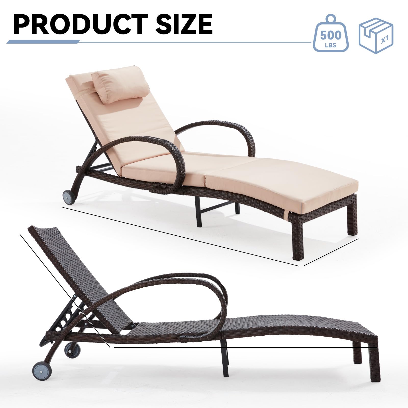Outdoor Wicker Chaise Lounge Set of 2