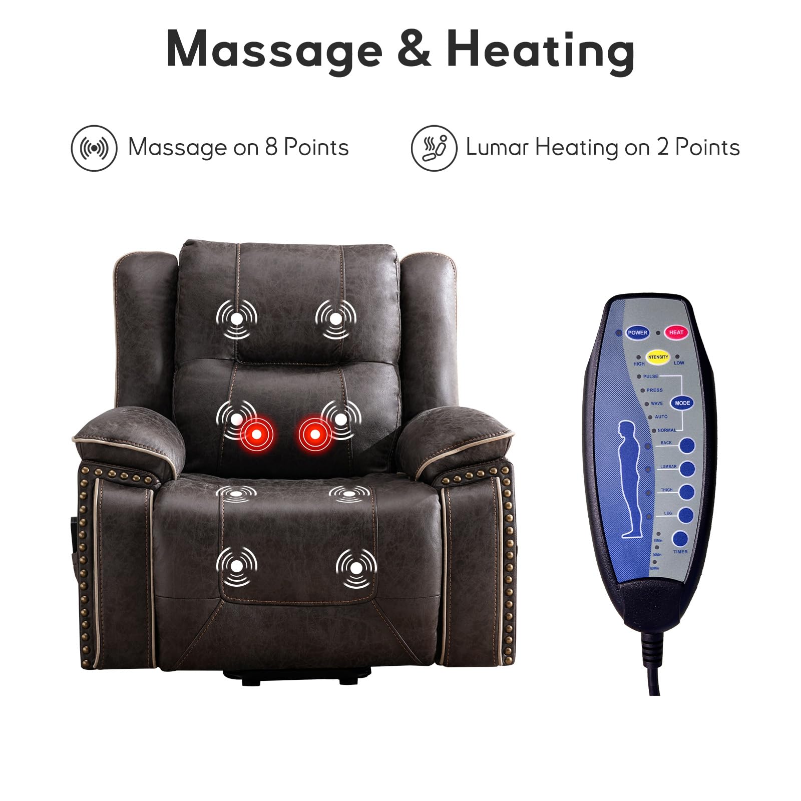 Power Lift Recliner Chair with Massage & Heating