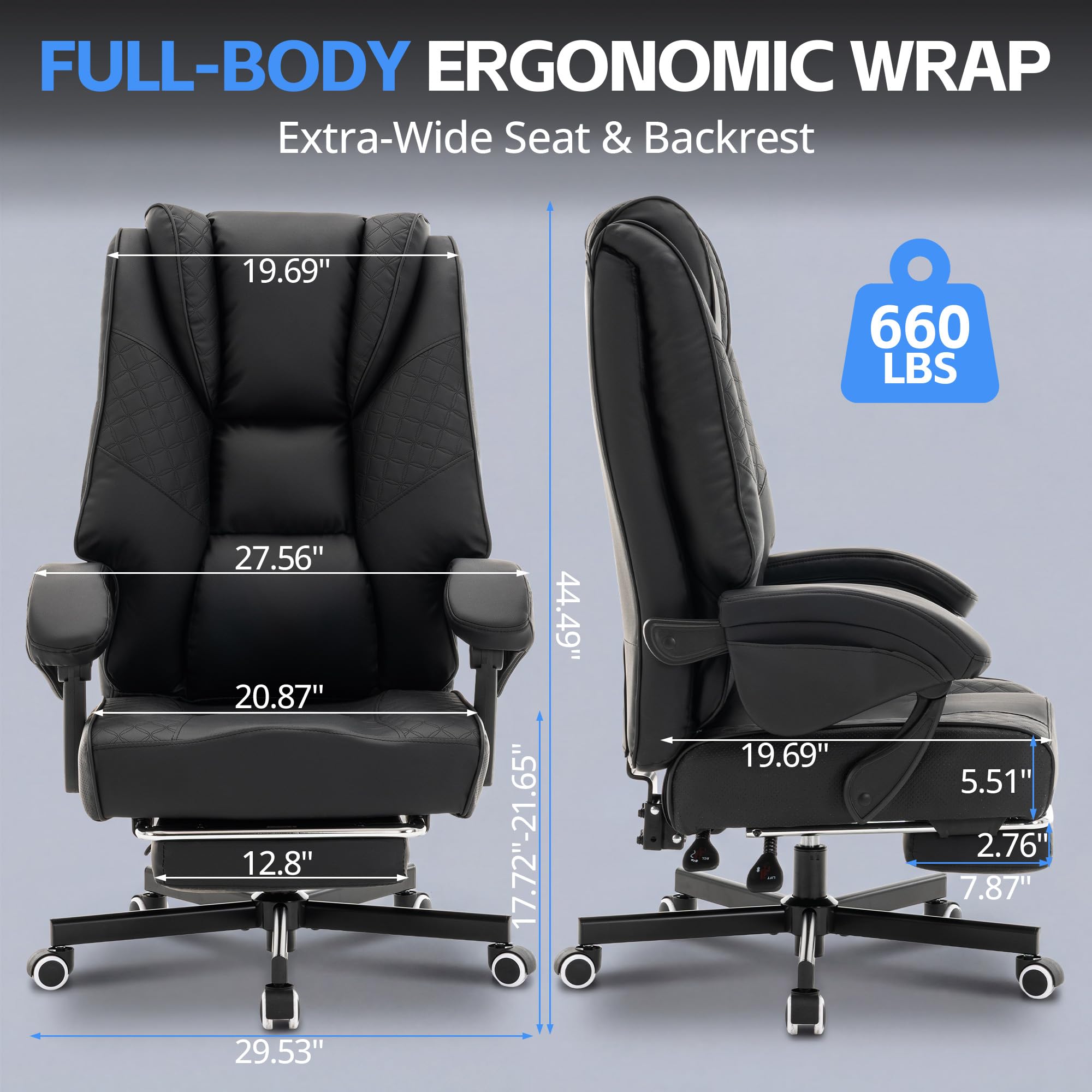 Big & Tall Gaming & Office Chair with Footrest & Lumbar Support