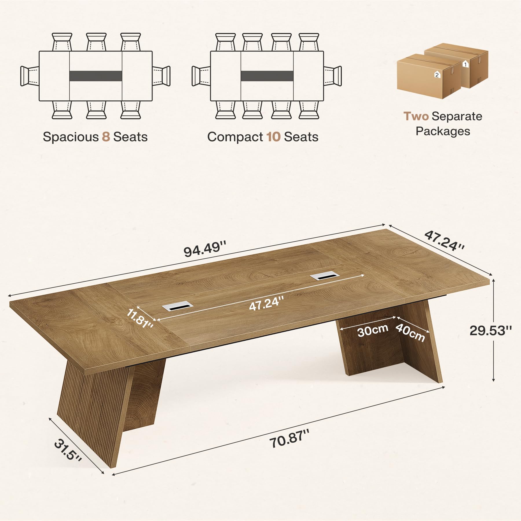 8ft Conference Table for 10 People
