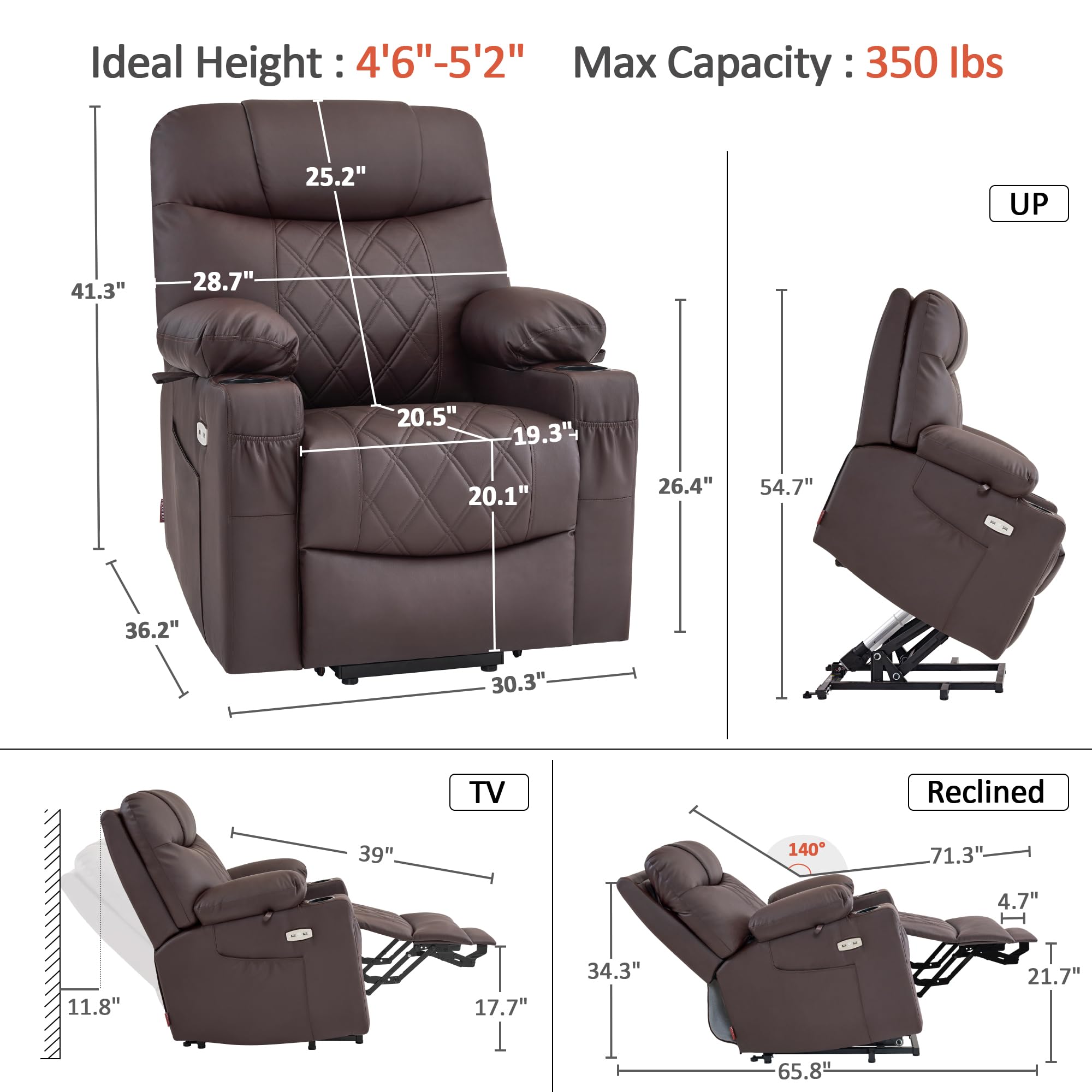 Power Lift Recliner Chair with Massage & Dual Heating
