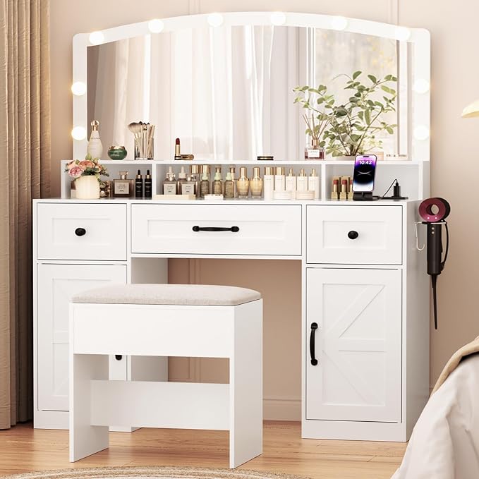 LED Makeup Vanity with Stool