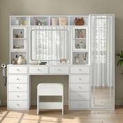 White LED Makeup Vanity with 12 Drawers