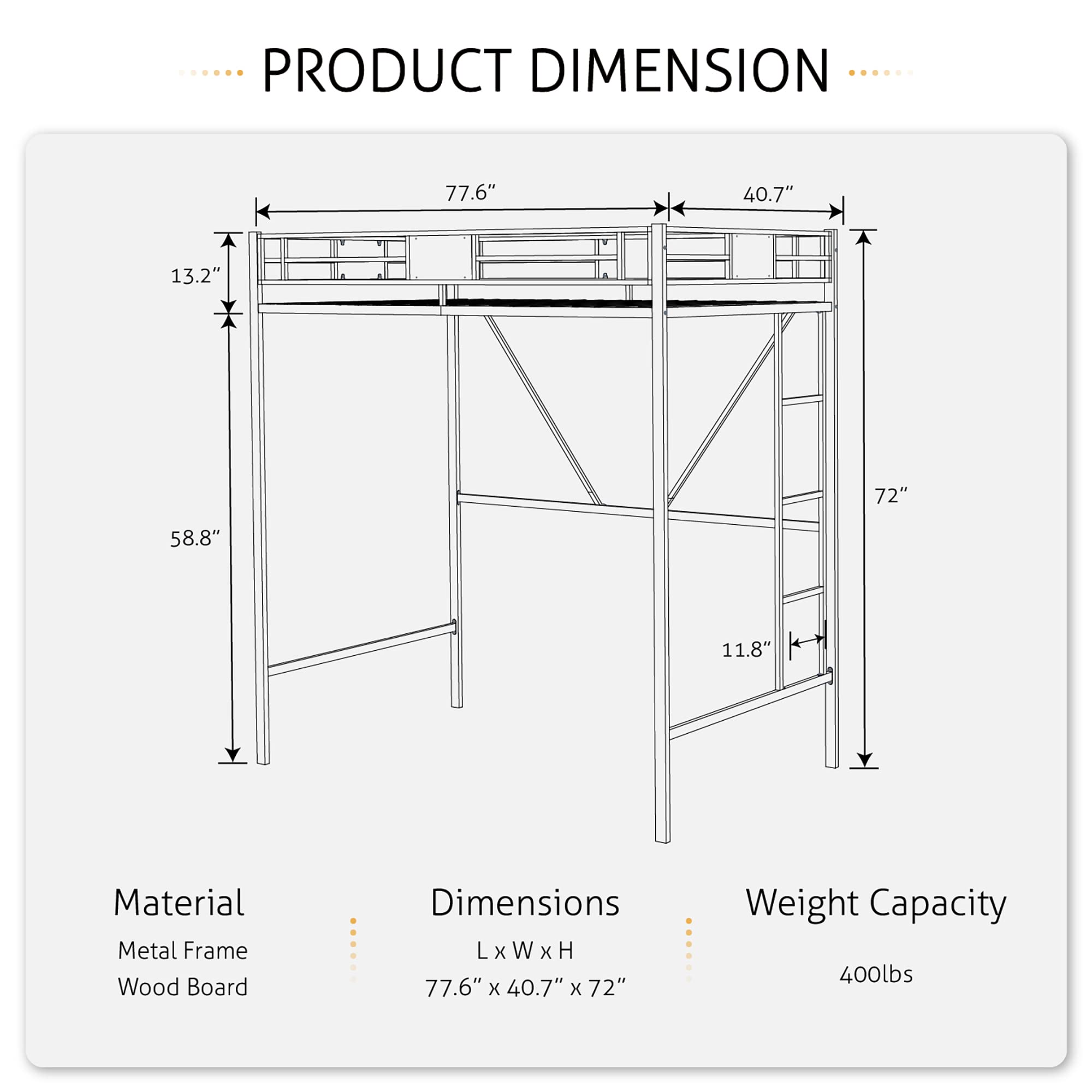Twin Loft Bed with Ladder & Guardrail