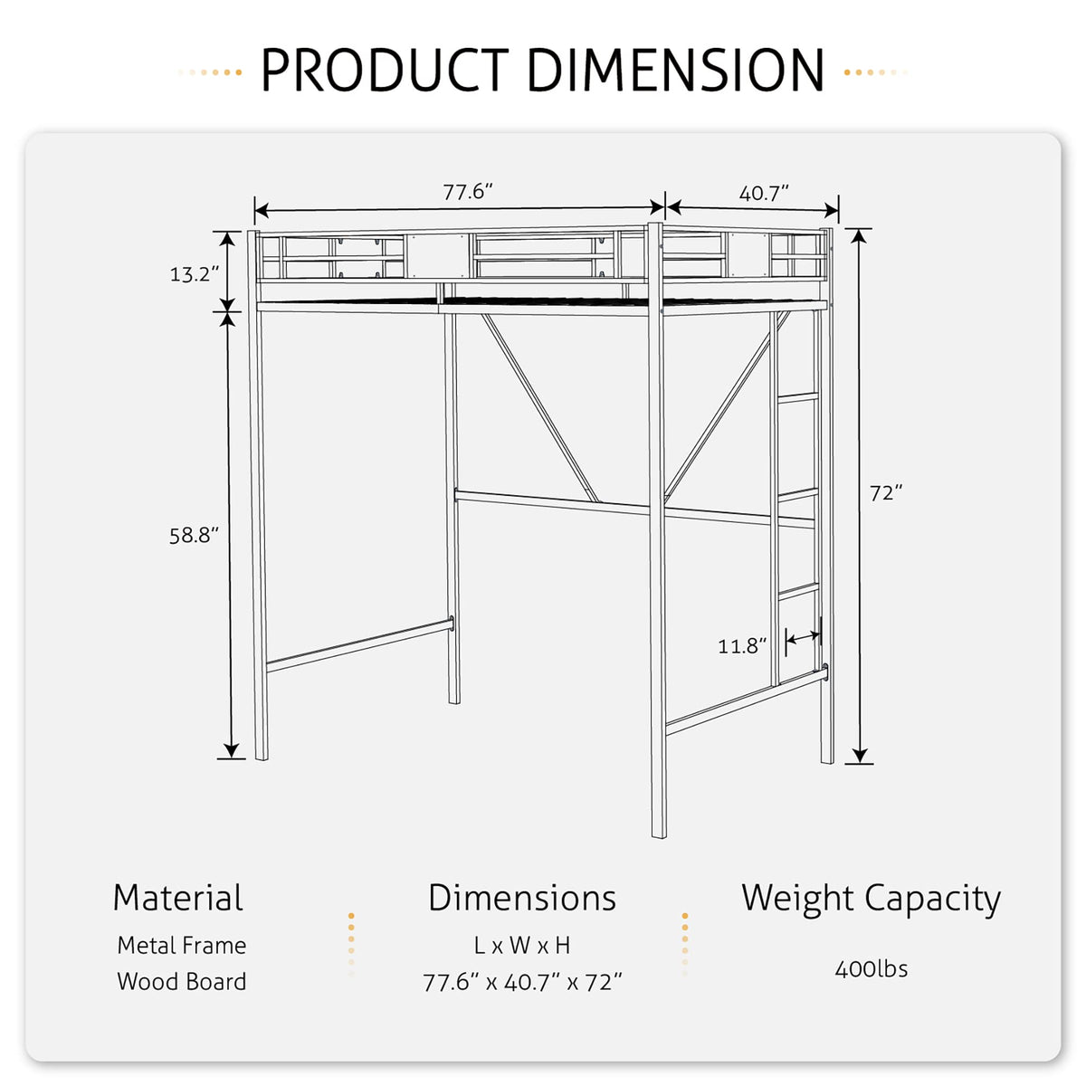 SHA CERLIN Loft Bed Twin Size with Ladder and Guardrail,Rustic Design