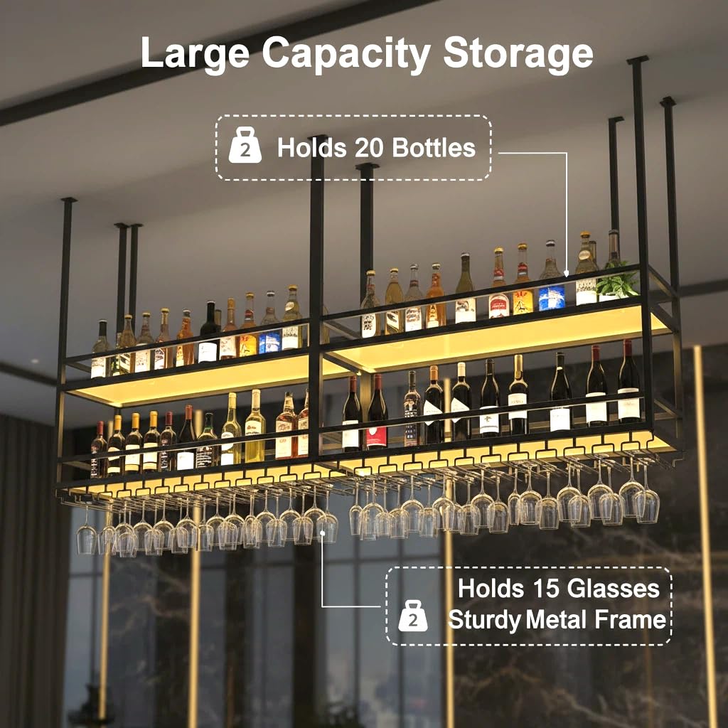 Acrylic Ceiling Wine Rack with LED