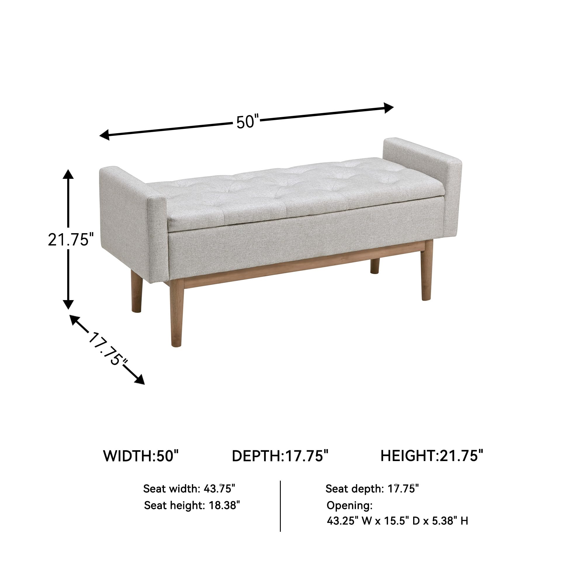 Tufted Storage Bench with Hinged Seat