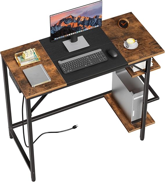 Compact Computer Desk with Charging Station