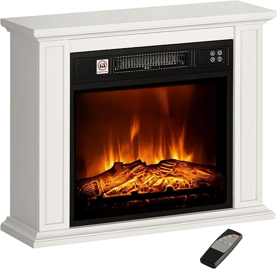 Dark Brown Electric Fireplace with Mantel