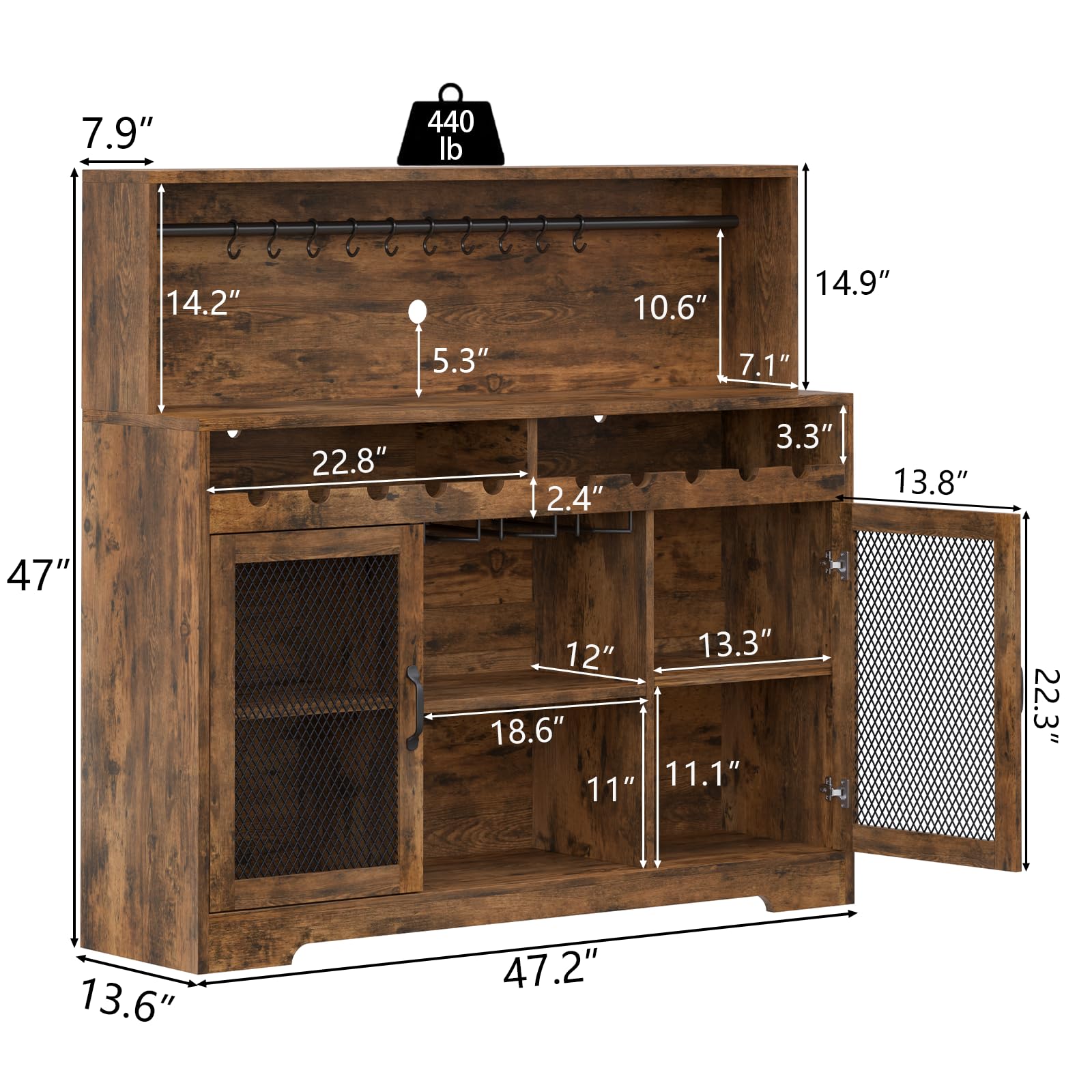 Wine Bar Cabinet with LED Lighting