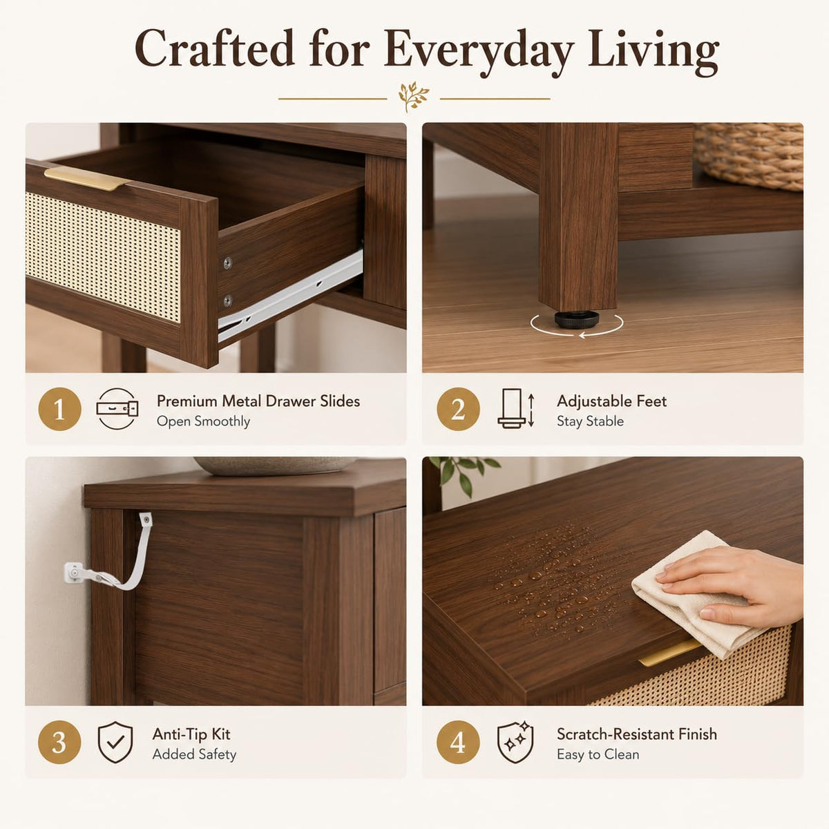 Rattan Drawer Console Table
