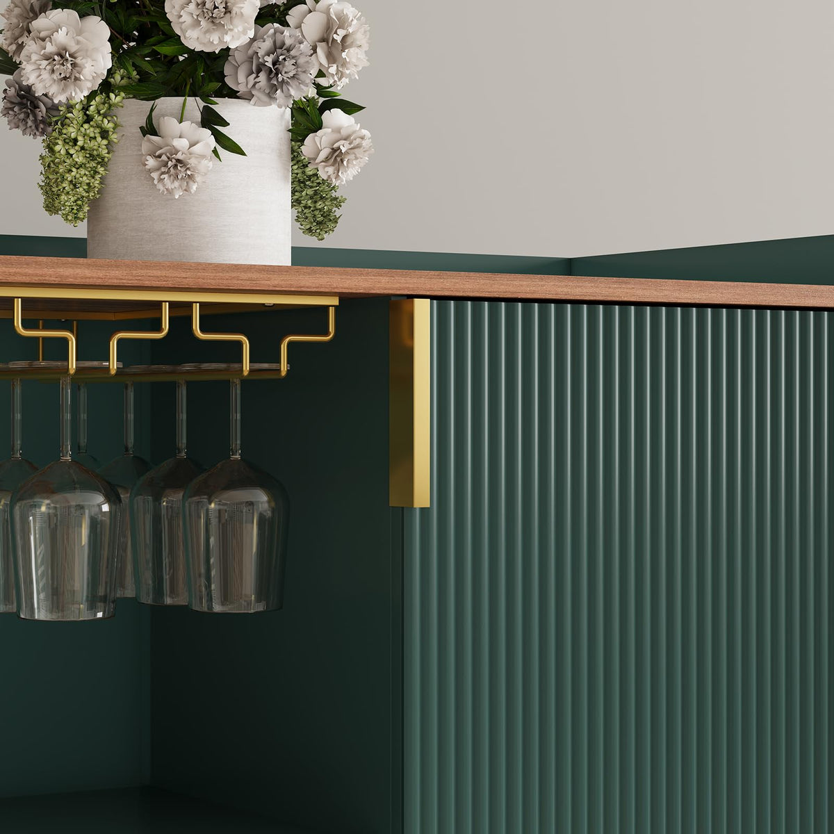 Green Fluted Wine Cabinet
