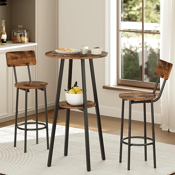 Round Bar Table and Stools Set