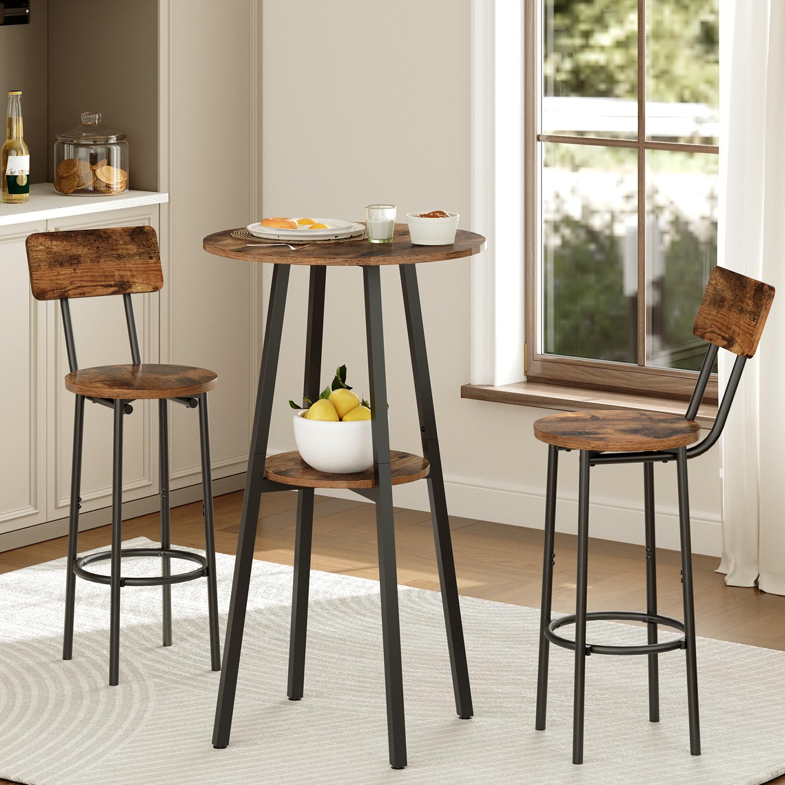 Industrial Round Bar Table & Stools Set