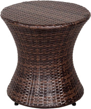 Wicker Patio Side Table – Hourglass PE Rattan, Steel Frame, 20"