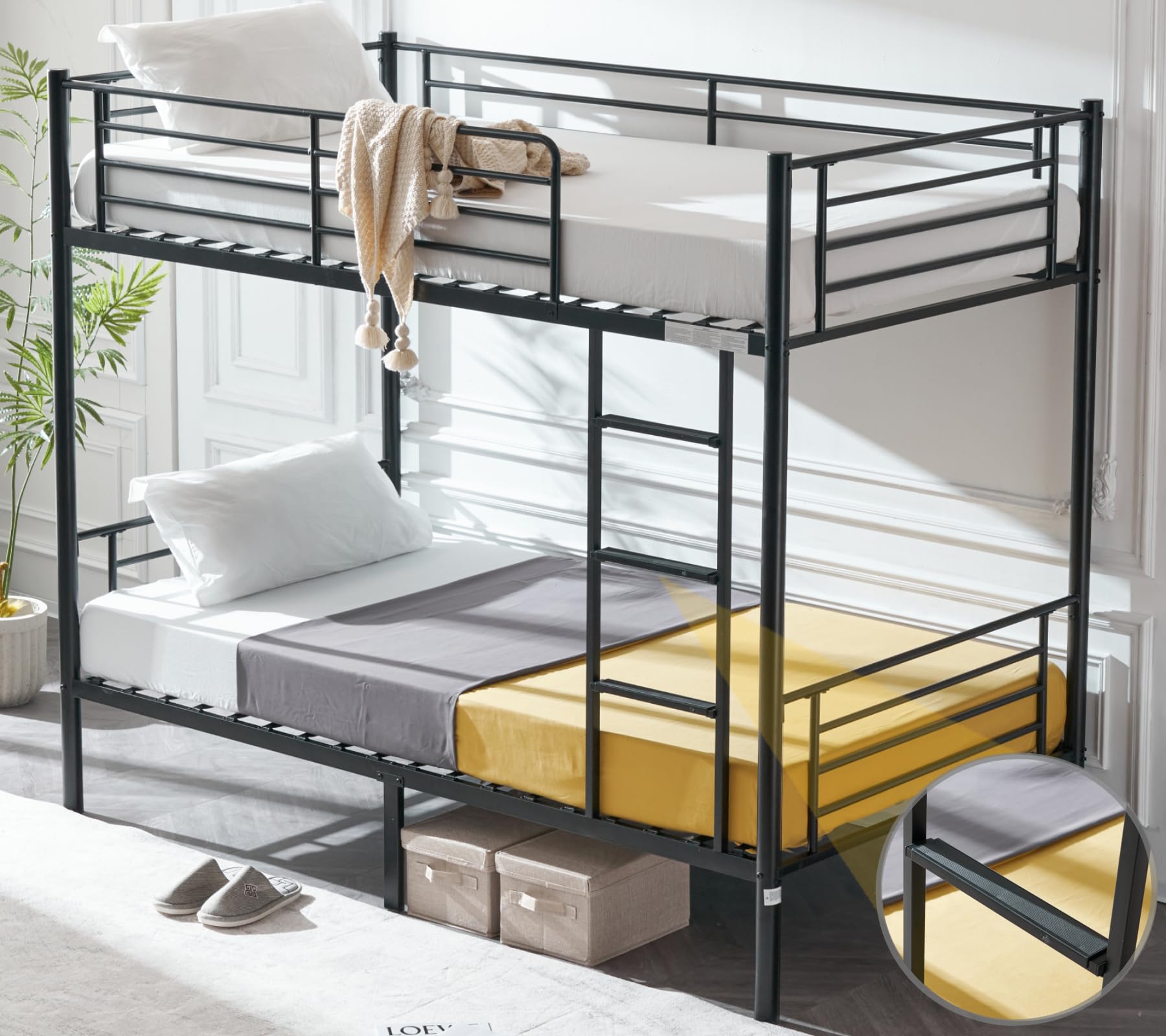 Twin Over Twin Bunk Bed with Stairs