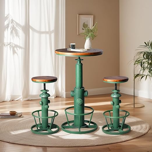 3-Piece Bar Table Set with Adjustable Swivel Stools