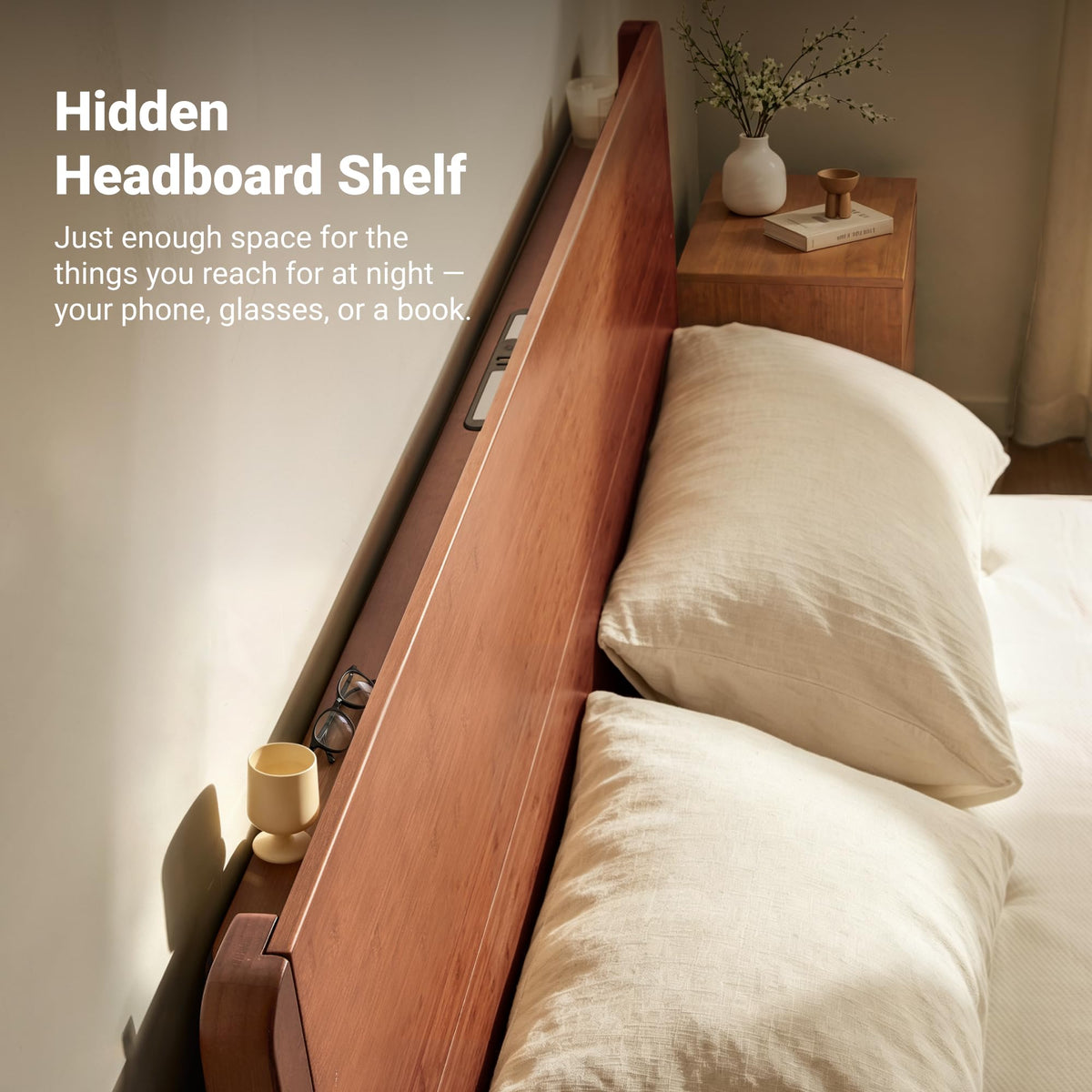 Oltrenest Bamboo Japanese Joinery Bed Frame with Headboard