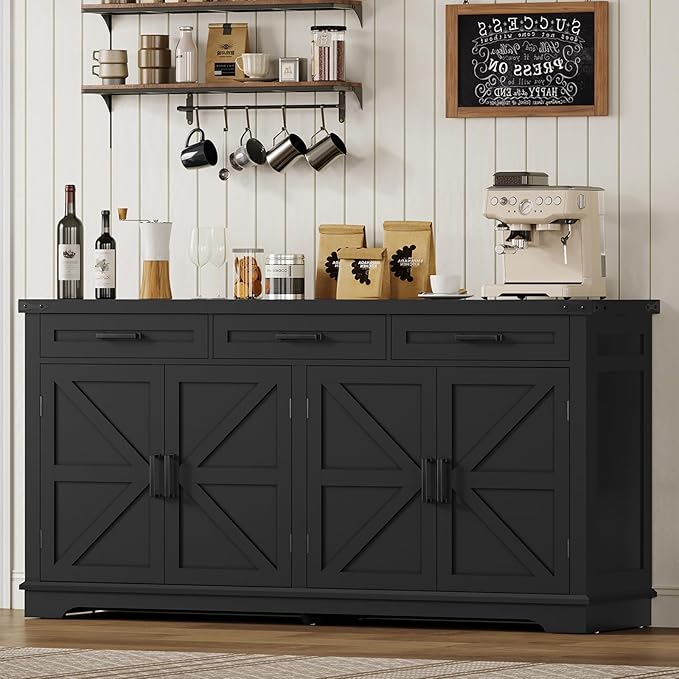Buffet Sideboard Cabinet with 4 Doors & 3 Drawers