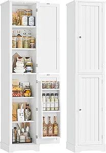Tall Narrow Storage Cabinet with Reversible Doors