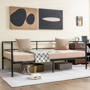 Metal Twin Daybed Frame with Slat Support & Guardrails