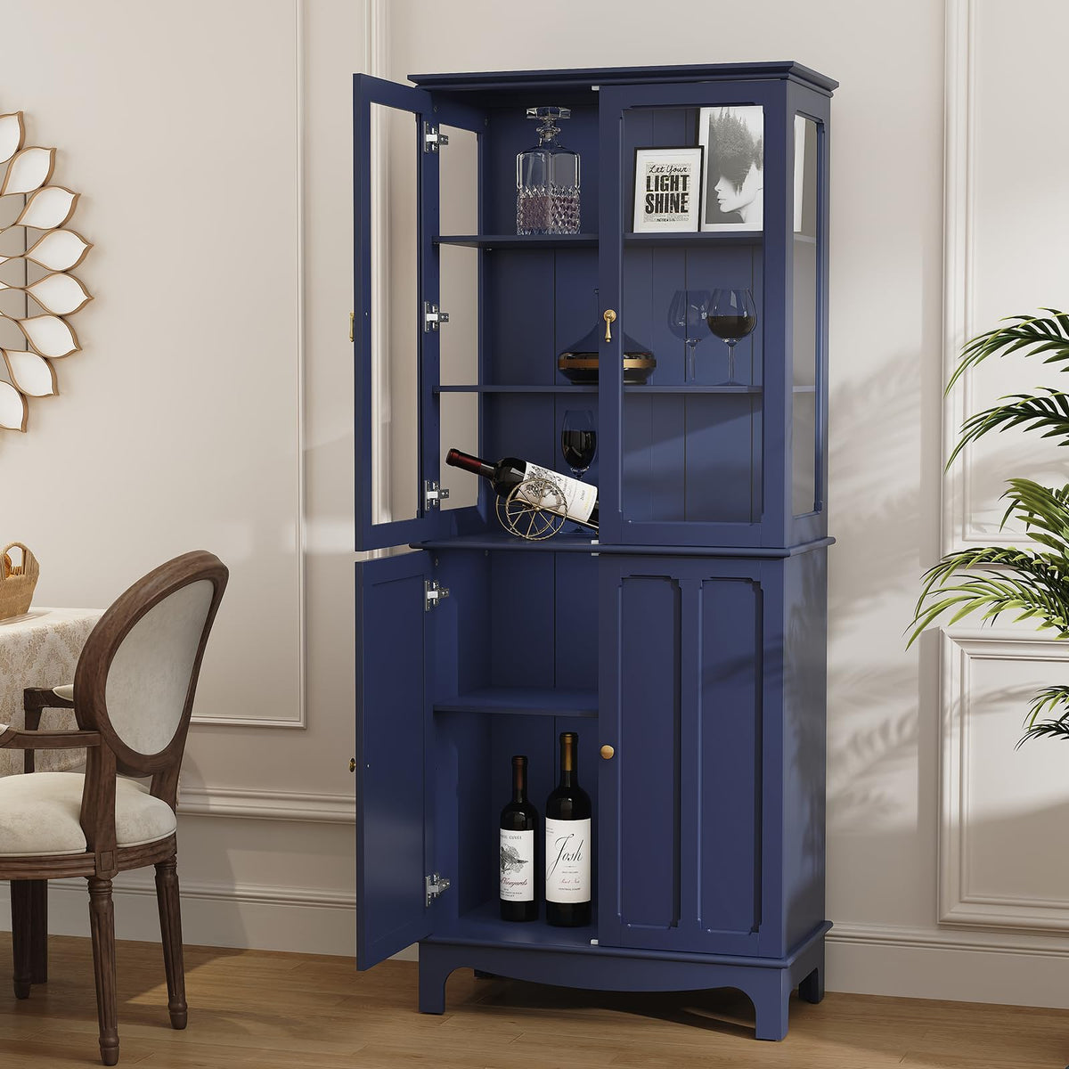Blue Glass-Door China Cabinet