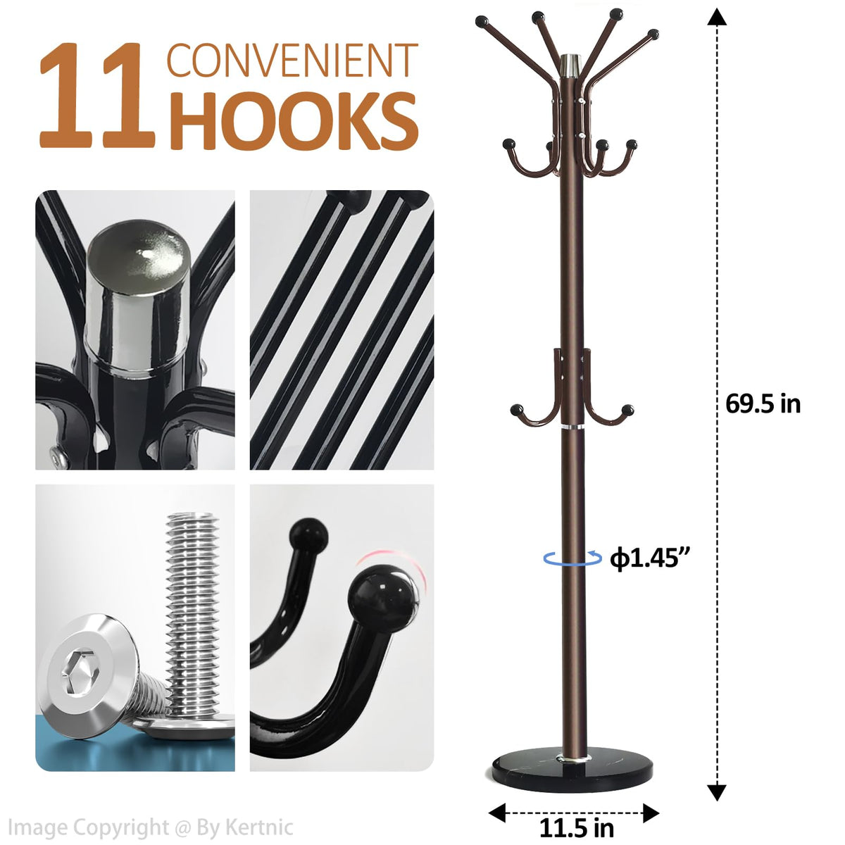 11-Hook Bronze Coat Rack