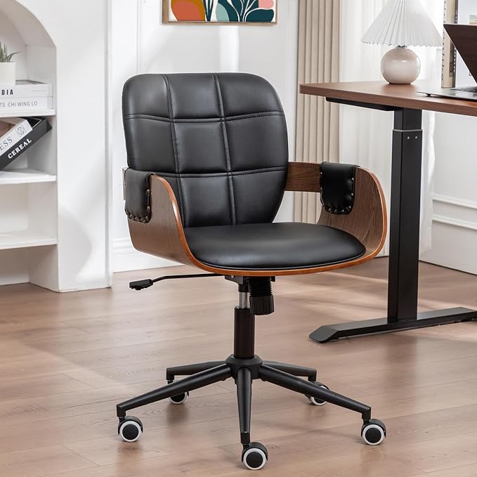 Mid-Century Faux Leather Desk Chair