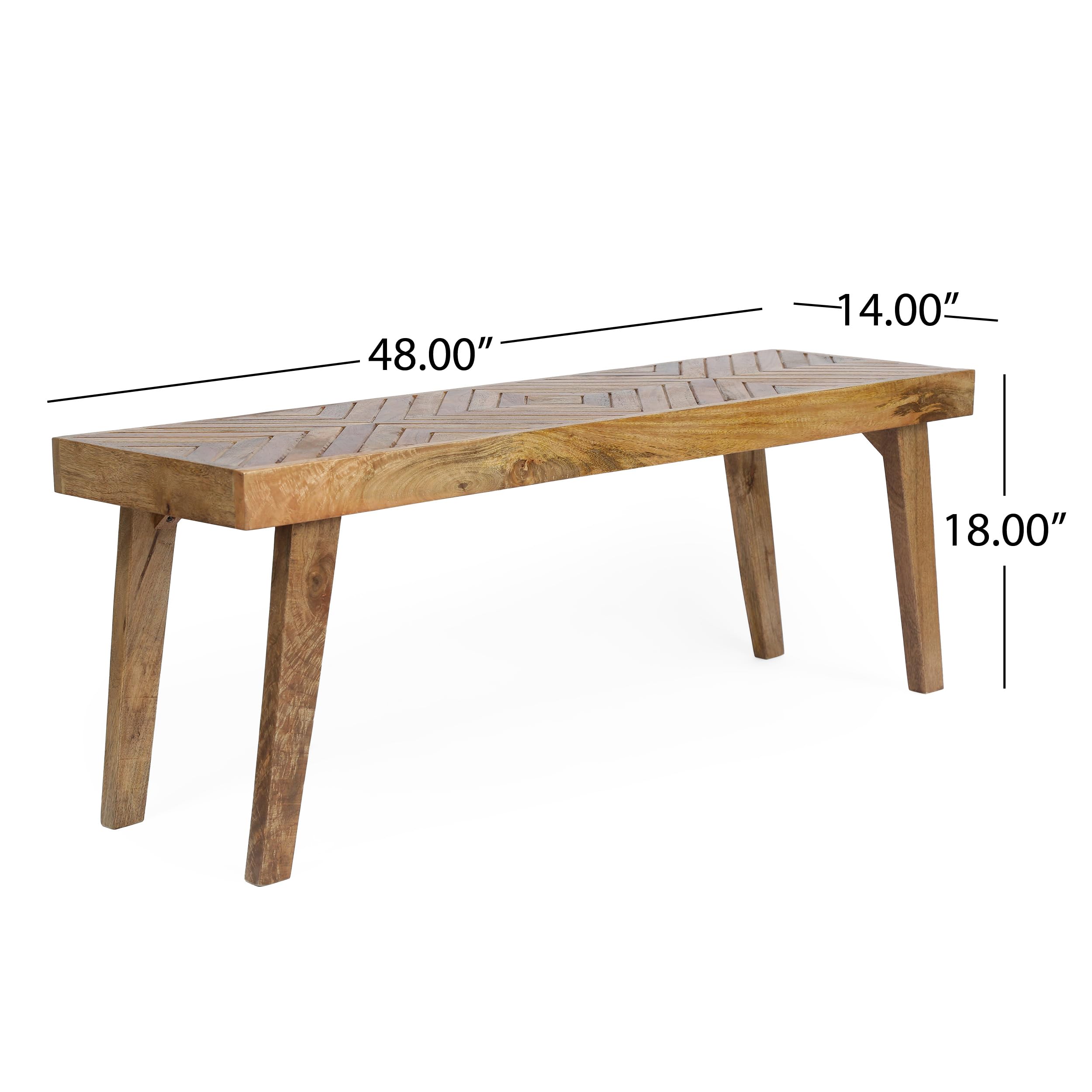 Mango Wood Dining Bench – Rustic Boho, Natural Brown