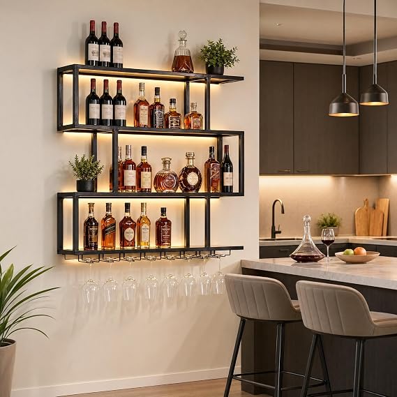 LED Wall-Mounted Wine Rack