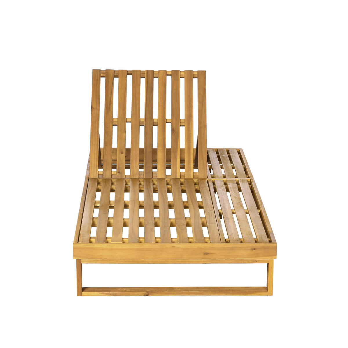 LUMISOL Outdoor Acacia Wood Chaise Lounge Chair, Patio Pool Lounger with 4-Position Adjustable Backrest, Wooden Sun Lounger with Side Table for Backyard, Deck, Garden, Teak