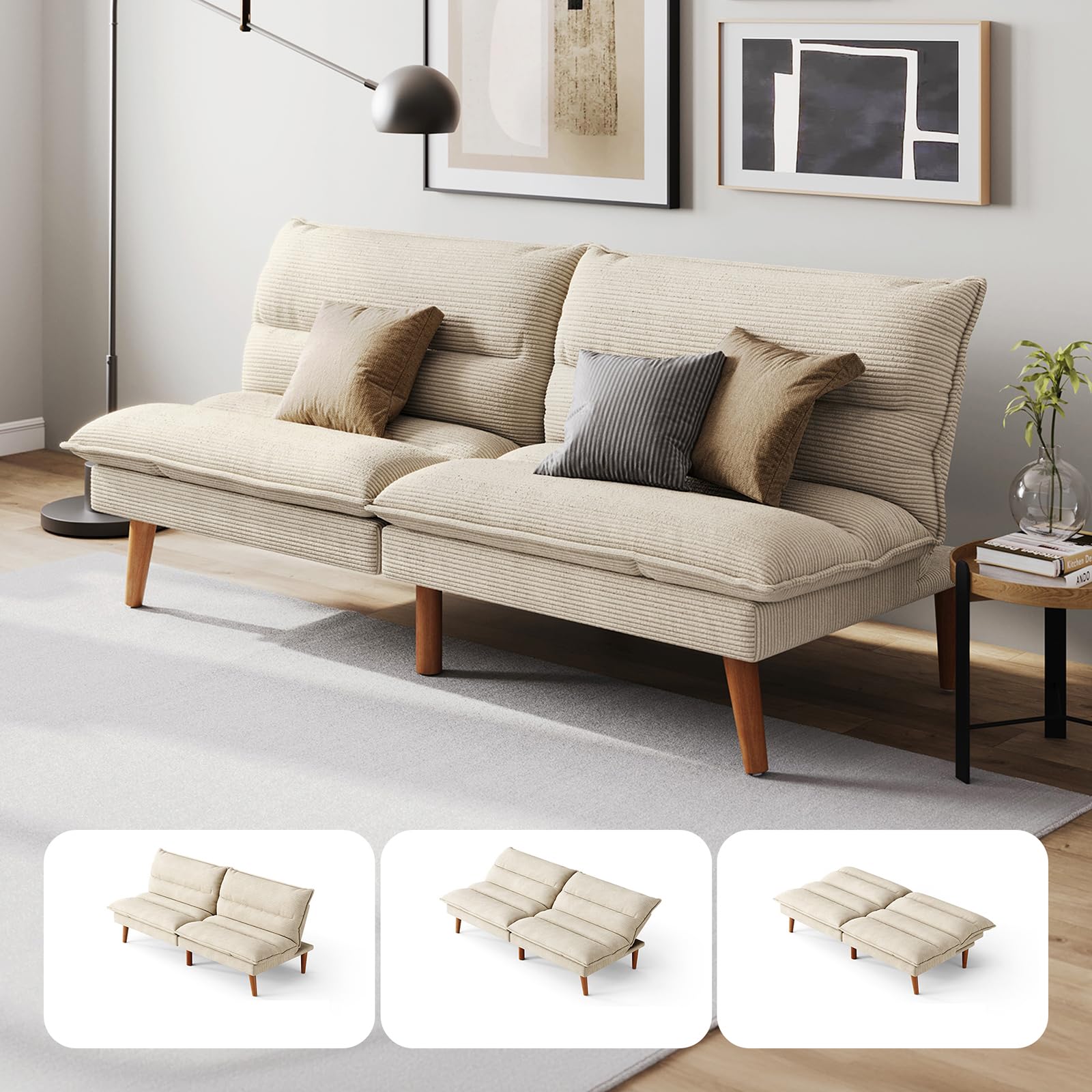 Convertible Corduroy Futon Sofa Bed