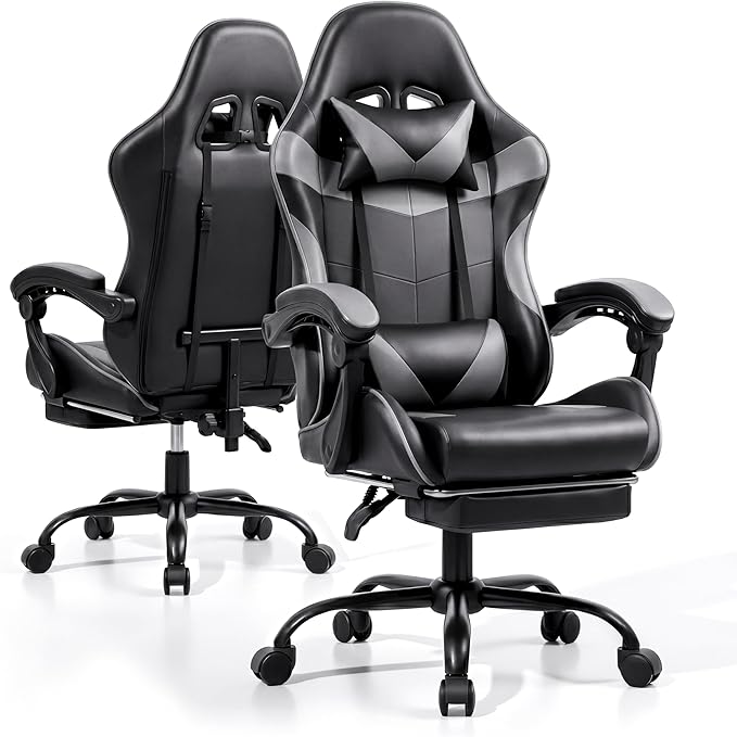Ergonomic Gaming Chair with Footrest & Lumbar Support