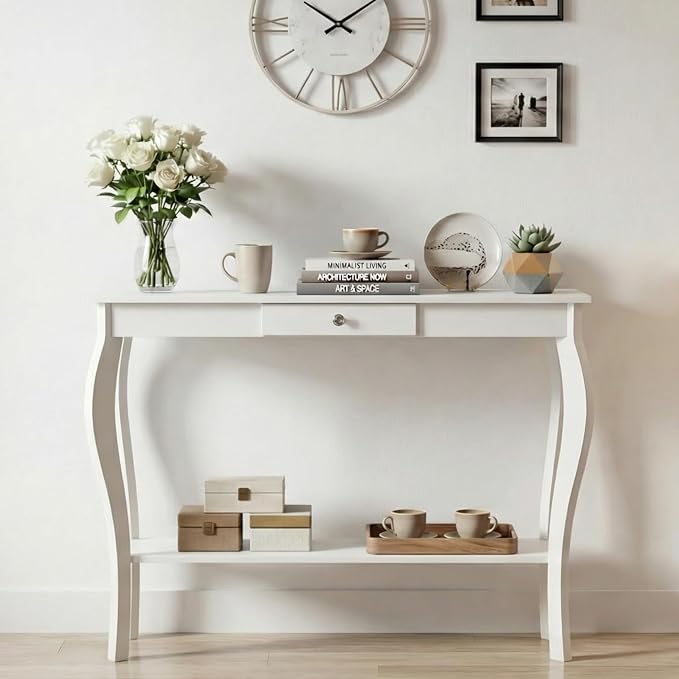 39" Narrow Console Table with Drawer, Espresso