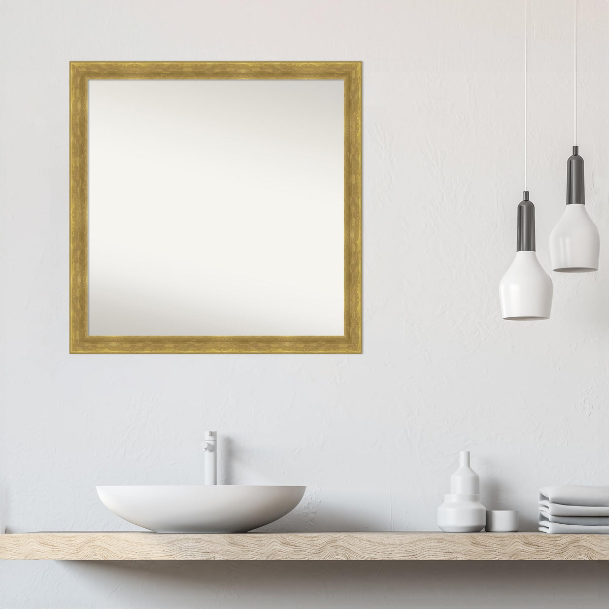Amanti Art Gold Wall & Bathroom Mirror for Over Sink, 31x31 Large Mirror