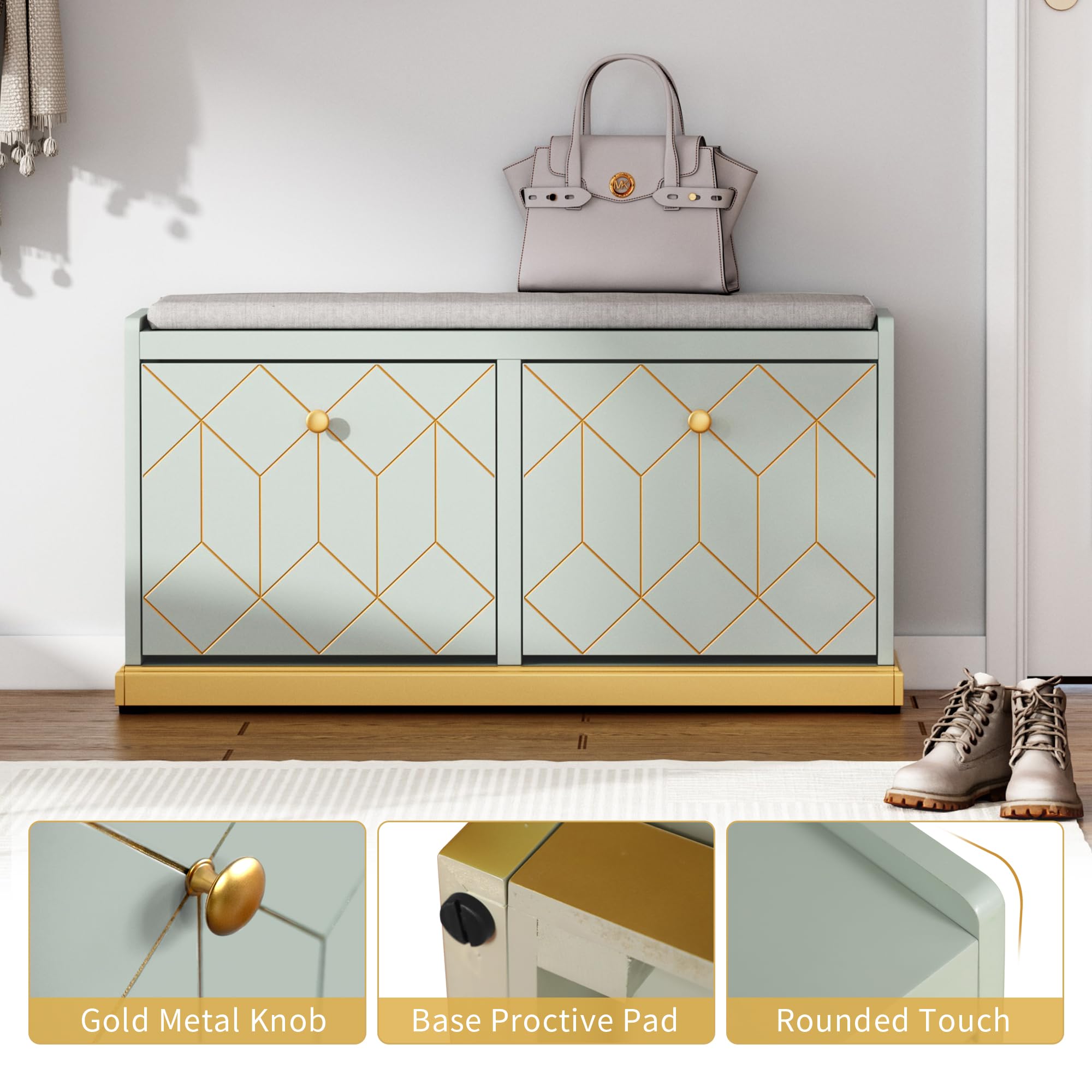 Entryway Shoe Bench with Storage & Padded Cushion