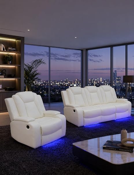 Power Reclining Sectional Sofa Set with LED & Wireless Charging