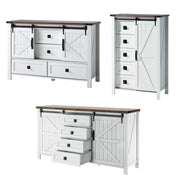 3-Piece Farmhouse Bedroom Dresser Set with Sliding Barn Doors